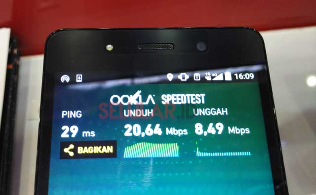 Hasil speedtest uji jaringan 4G LTE Smartfen (foto: Choi/Selular)