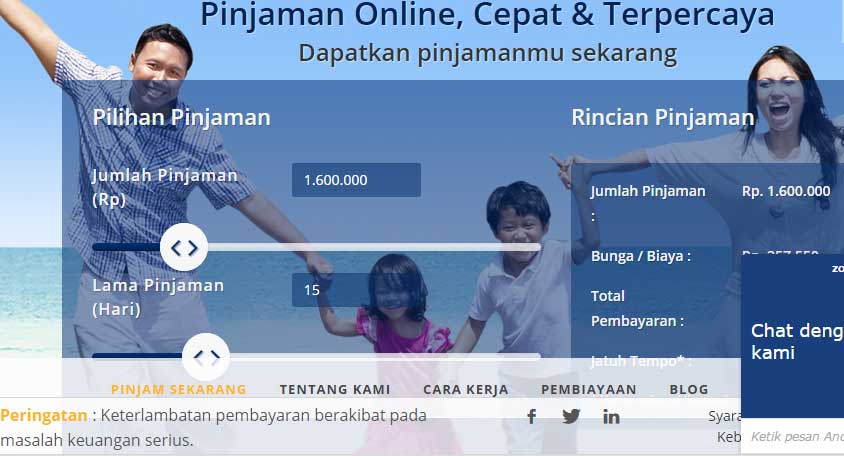 Tampilan Homepage UangTeman