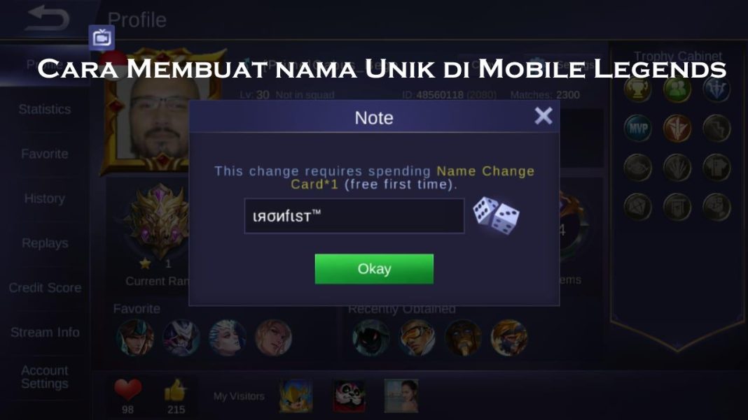 Cara membuat nama unik dan keren di ML Mobile Legends, cara rubah nama ml,