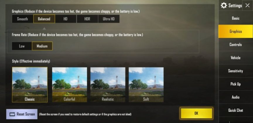 Setting grafis PUBG di Samsung Galaxy A6 Plus