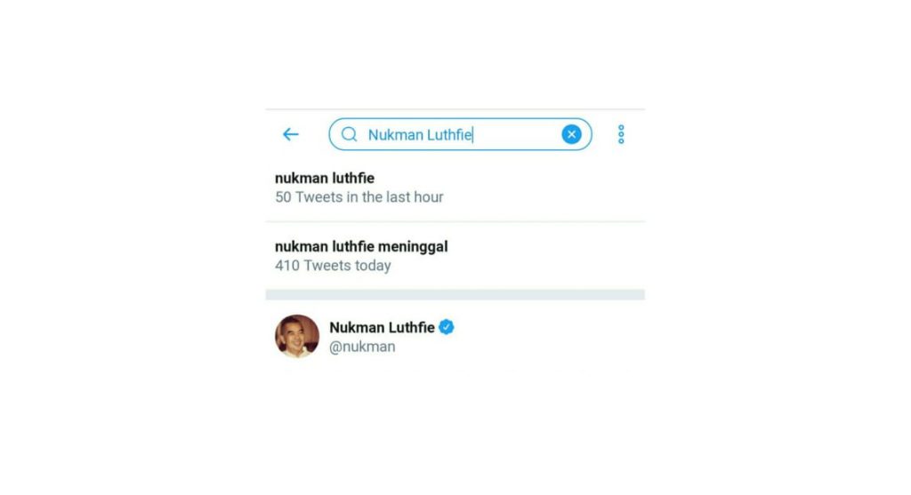 Meninggalnya Nukman Luthfie jadi trending topic di Twitter