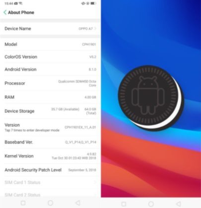 OS dan UI Oppo A7