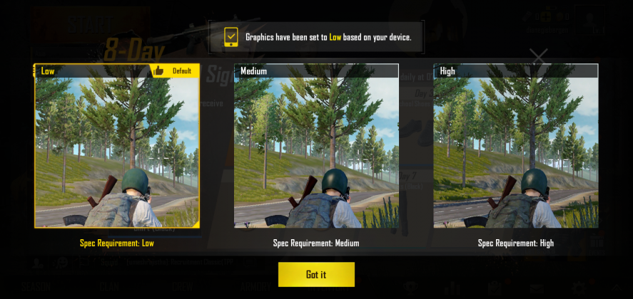 Setting grafis PUBG di Oppo A7