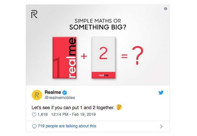 Twitter Realme ungkap bocoran Realme 3