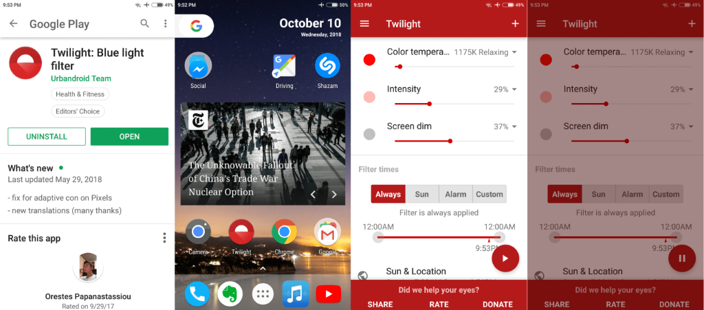 Night mode lewat aplikasi Android