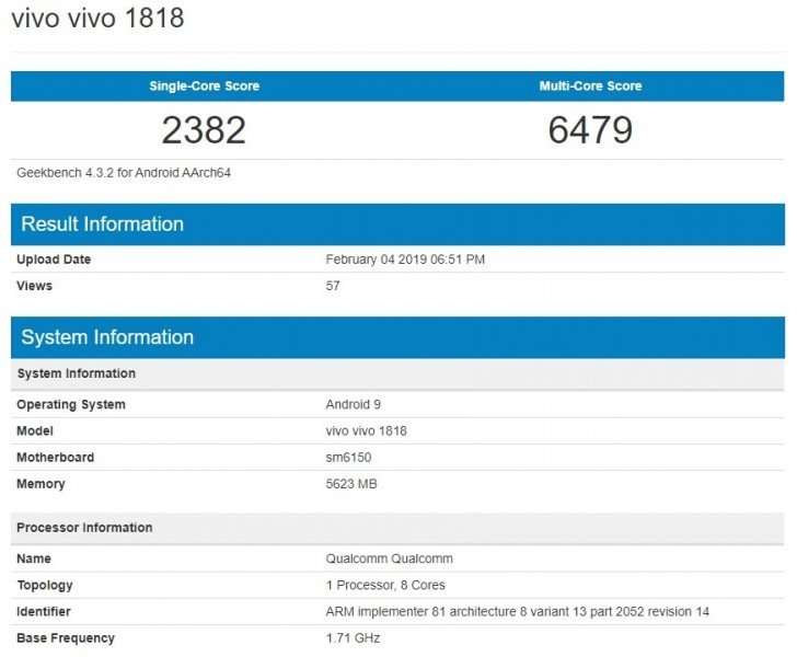 Vivo V15 Pro Geekbench