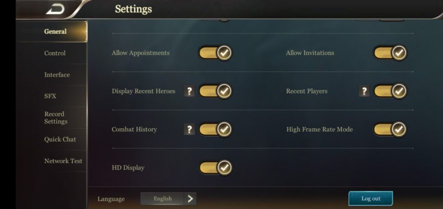 Setting grafis AOV