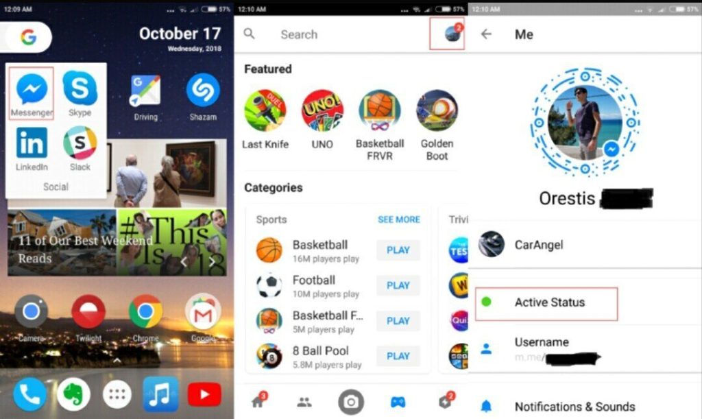 Facebook Messenger status offline
