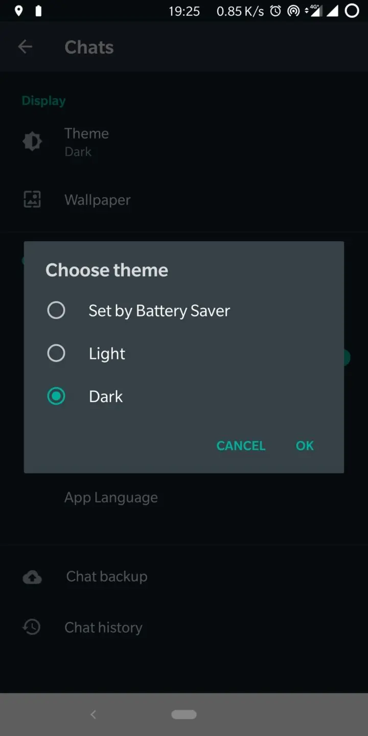 Mode Gelap WhatsApp