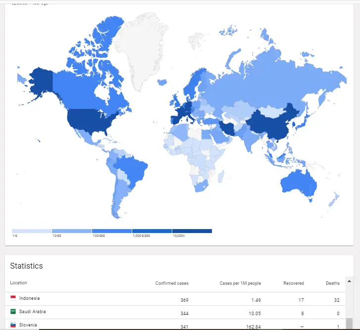 Corona virus map 