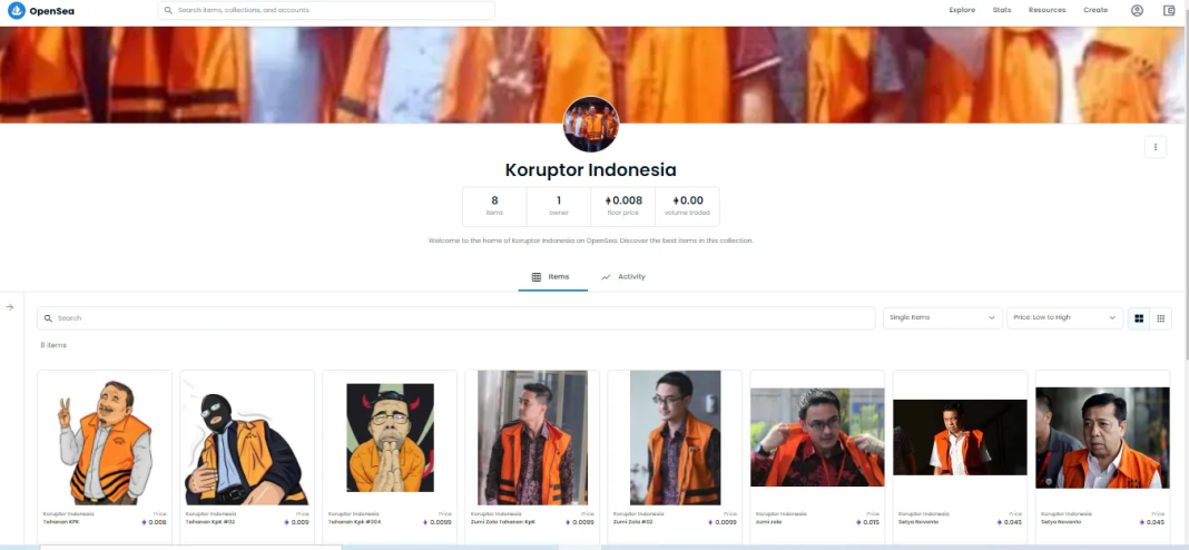 Foto Koruptor Indonesia, di Opensea