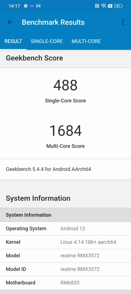 Hasil Geekbench