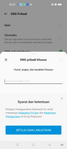 tampilan pada saat ingin mengisi hostnames penyedia DNS Pribadi Khusus