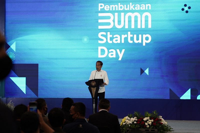 Presiden Republik Indonesia Joko Widodo turut hadir dalam Kegiatan BUMN Startup Day yang berlangsung di Jakarta (26/9).