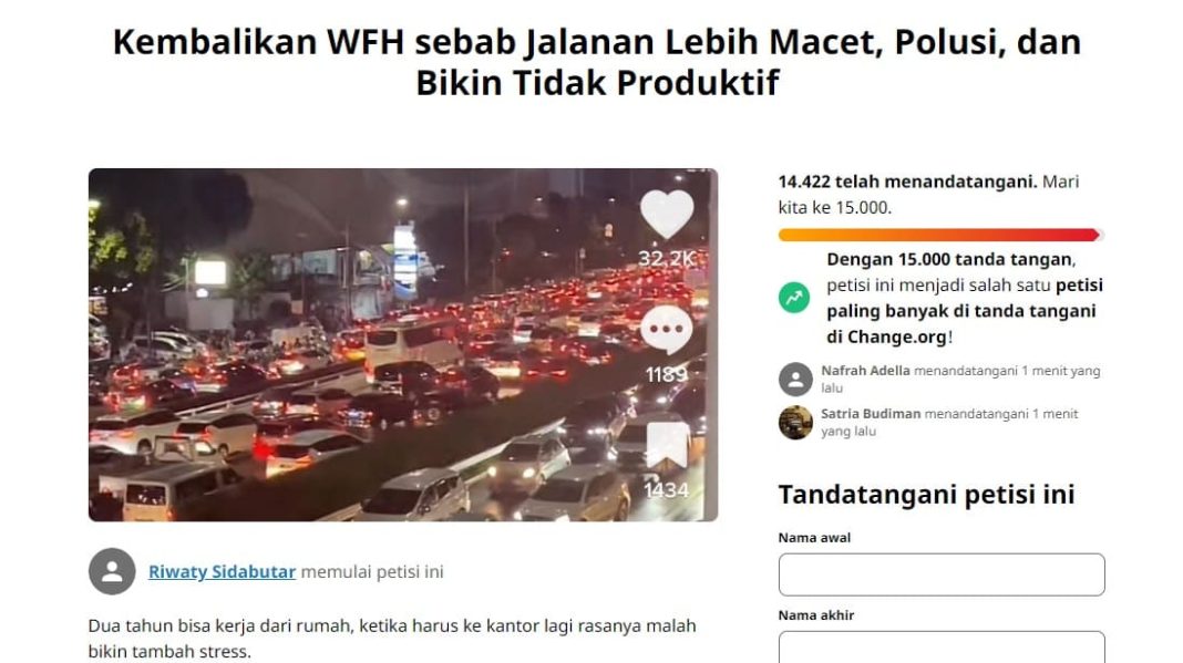 Tangkapan Layar Petisi WFH.