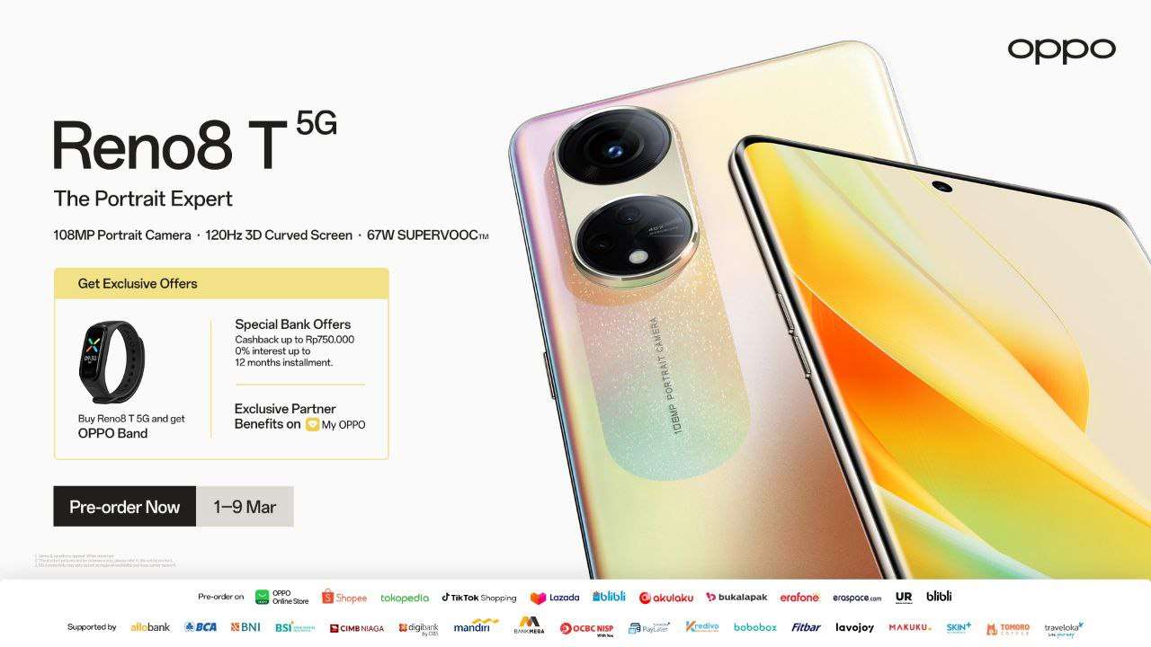 Oppo Reno8 T 5G Mulai PO di Indonesia, Ada Cashback Hingga Rp750 Ribu