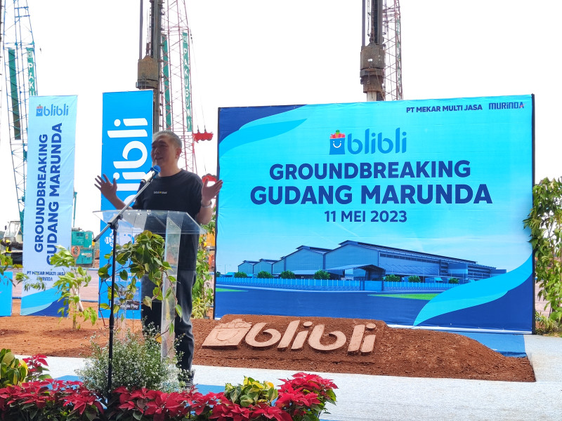 Kusumo Martanto, CEO & Co-Founder Blibli pada acara Groundbreaking Warehouse di Marunda