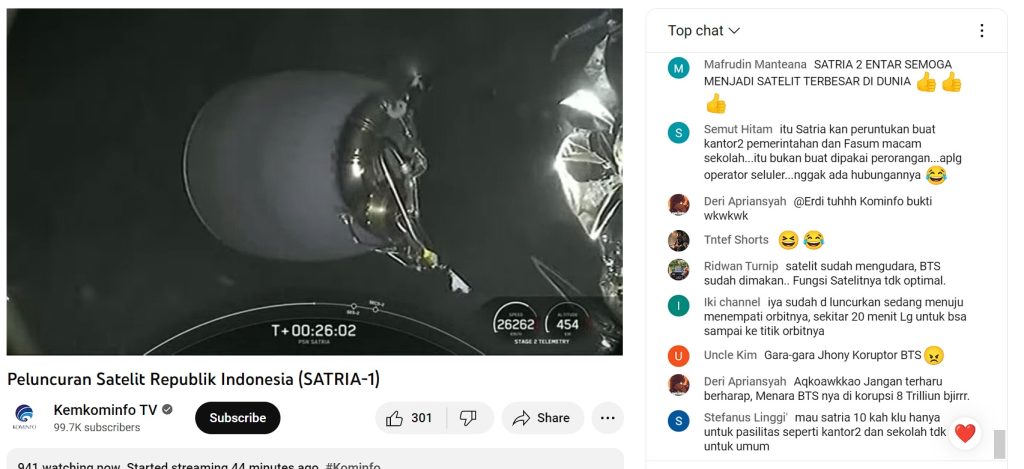 Komentar peluncuran Satelit SATRIA-1