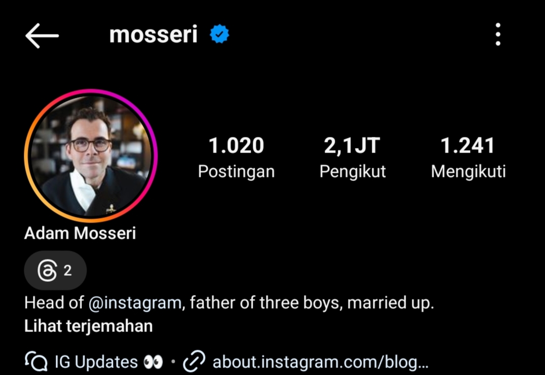 akun Instagram Adam Mosseri