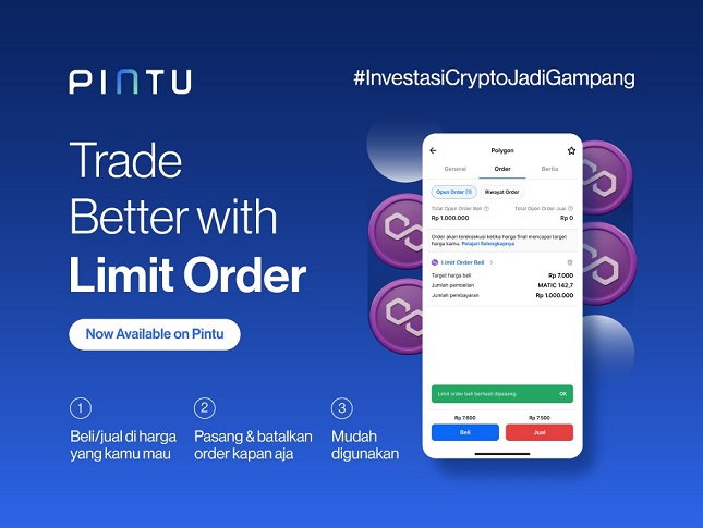 Fitur Limit Order dan Auto DCA di Aplikasi Pintu Mudahkan User Lakukan Perdagangan Kripto
