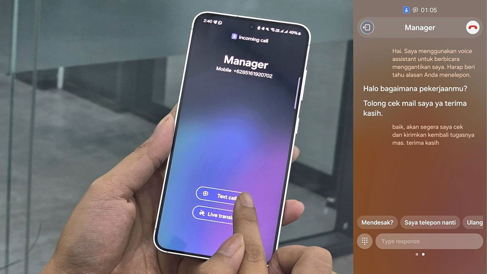 Pengguna tak perlu lagi khawatir menjawab panggilan telepon saat sibuk karena dapat memanfaatkan Text Call