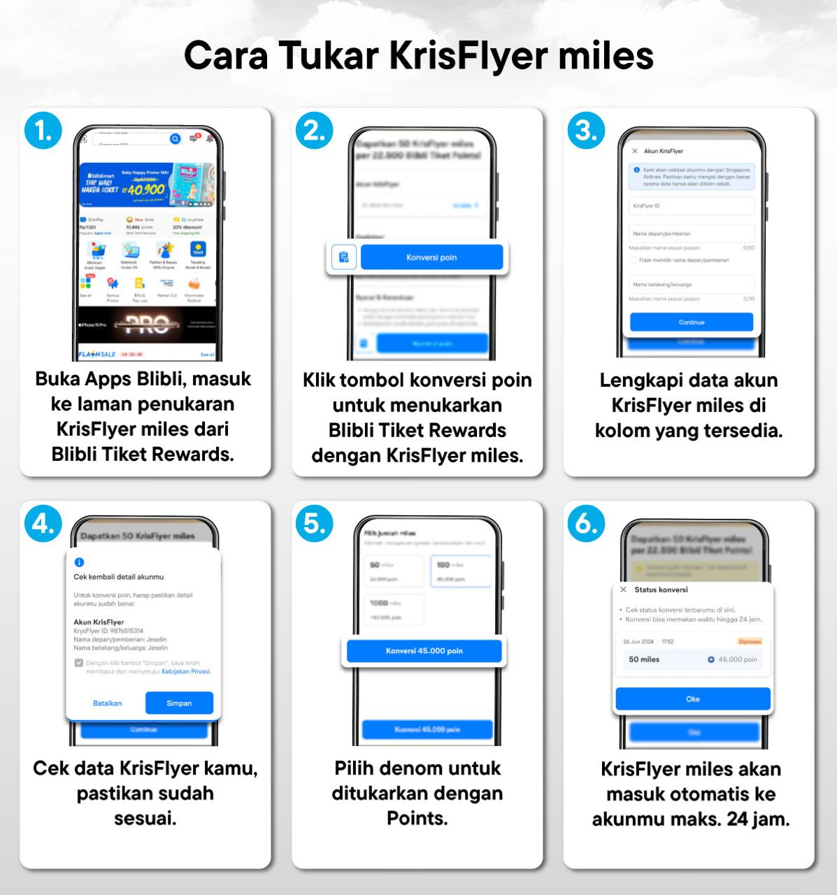 Cara Menukar Blibli Tiket Rewards Menjadi KrisFlyer Miles