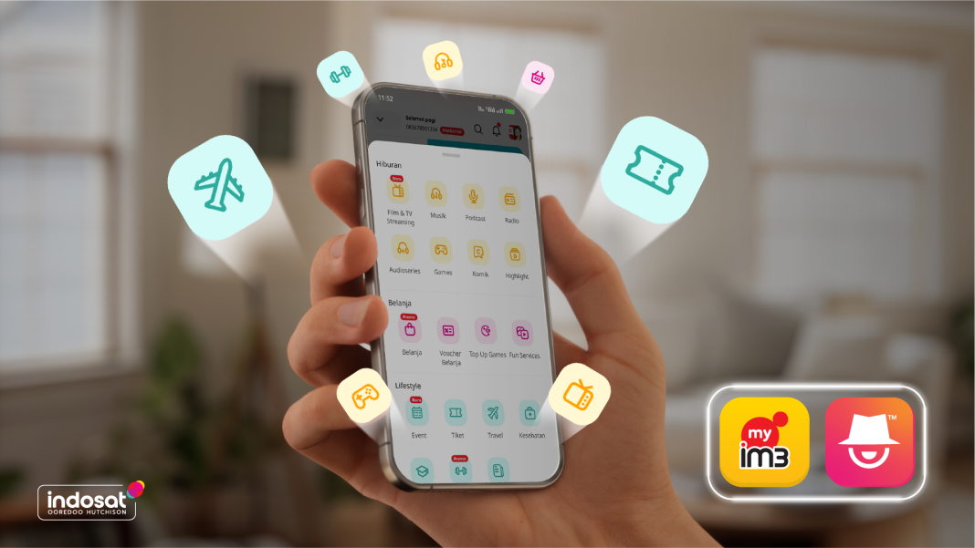 Untuk mempermudah akses ke berbagai kebutuhan digital dalam satu aplikasi Indosat Ooredoo Hutchison menghadirkan Digital Hub