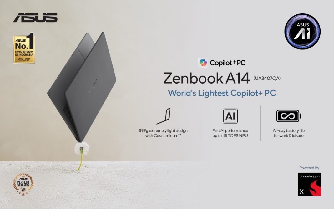 Jakarta, Selular.ID – Asus resmi mengumumkan bahwa Zenbook A14 (UX3407) akan segera hadir di Indonesia dalam waktu yang sangat dekat.