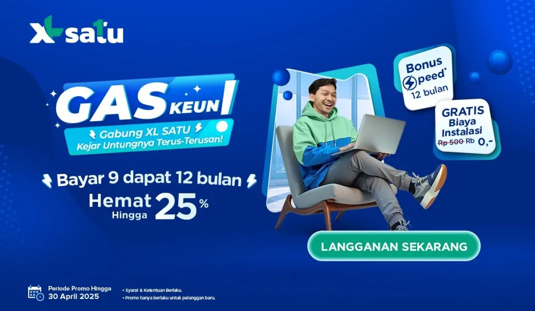 Produk internet rumah sekaligus kuota seluler XL Satu milik XLSmart (hasil merger XL Axiata dan Smartfren) memberikan penawaran spesial