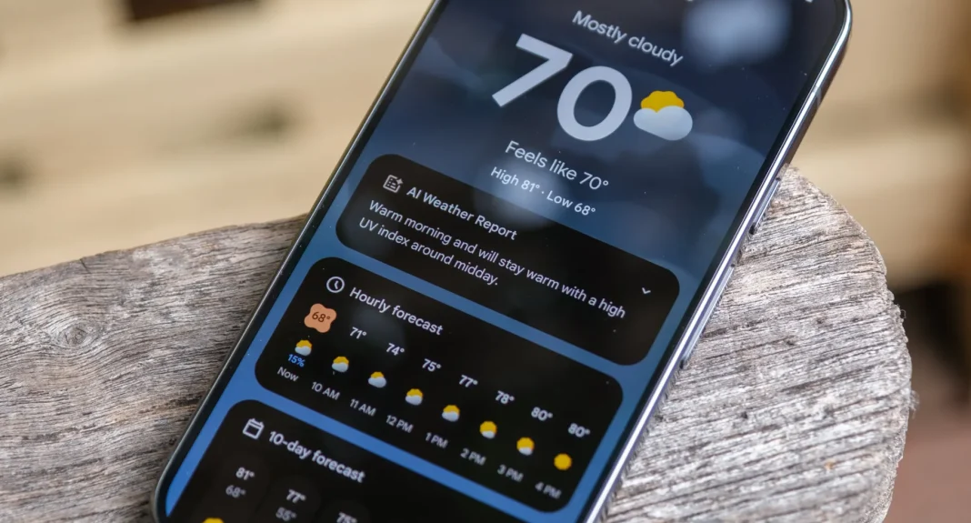 Google Pixel 9 Pro weather app display