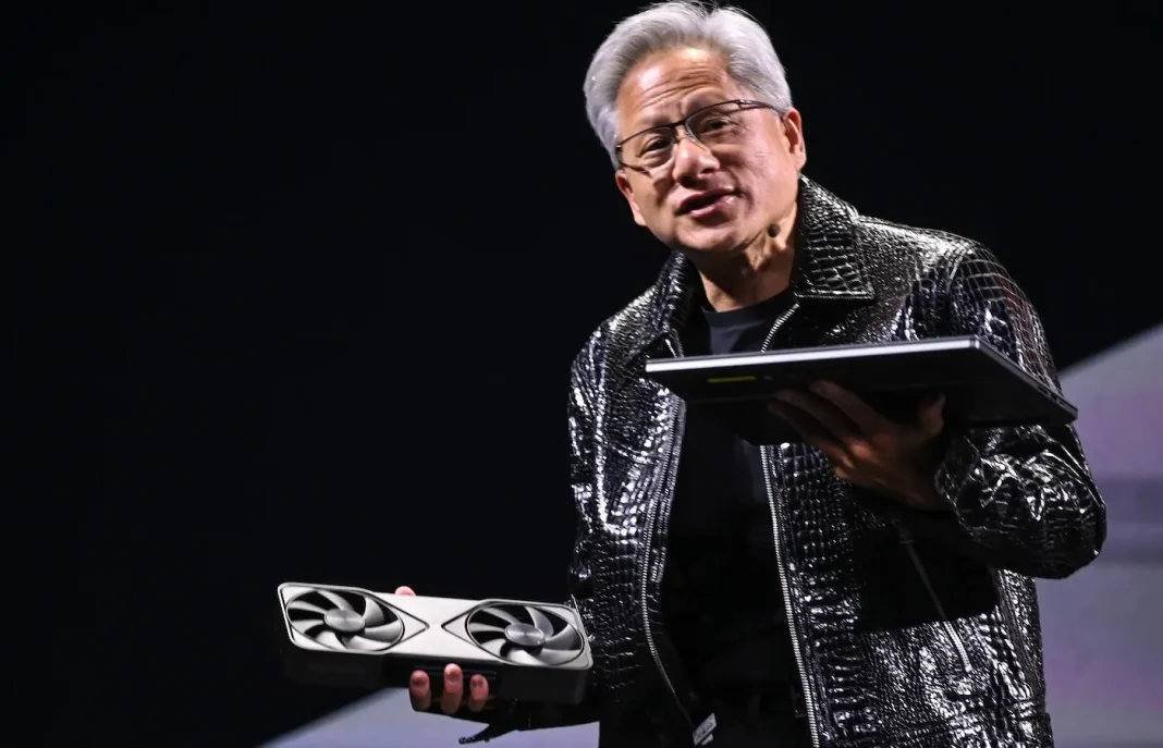 CEO Nvidia Jensen Huang presentasi tentang dampak revolusi AI terhadap industri global