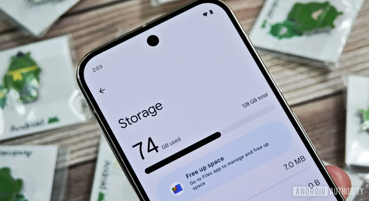 Close up of storage settings on an Android phone