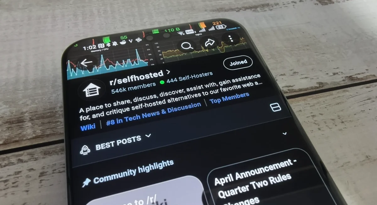 the selfhosted subreddit on the reddit app