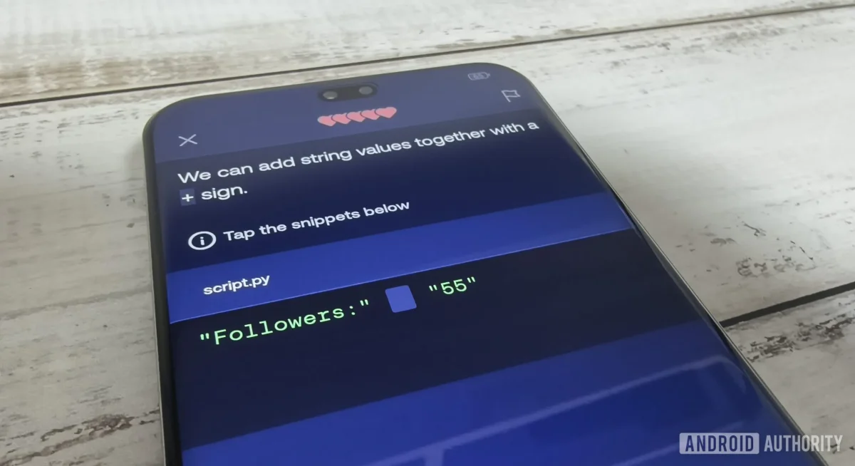 the mimo coding app on a smartphone screen