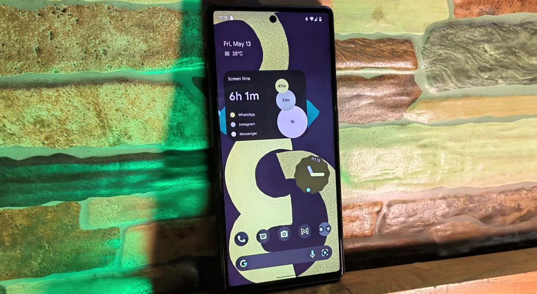 Digital Wellbeing widget pada Pixel 6