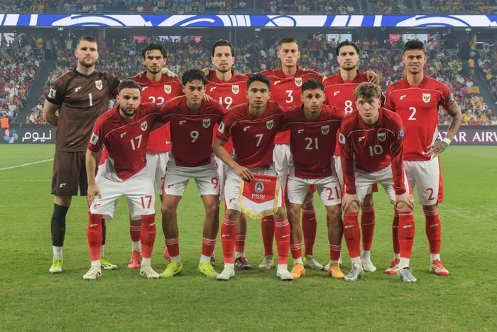 Timnas Indonesia berpose sebelum pertandingan Kualifikasi Piala Dunia 2026