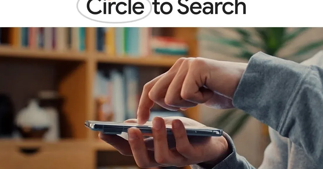 Using a finger, an Android user employs Circle to Search on his phone.