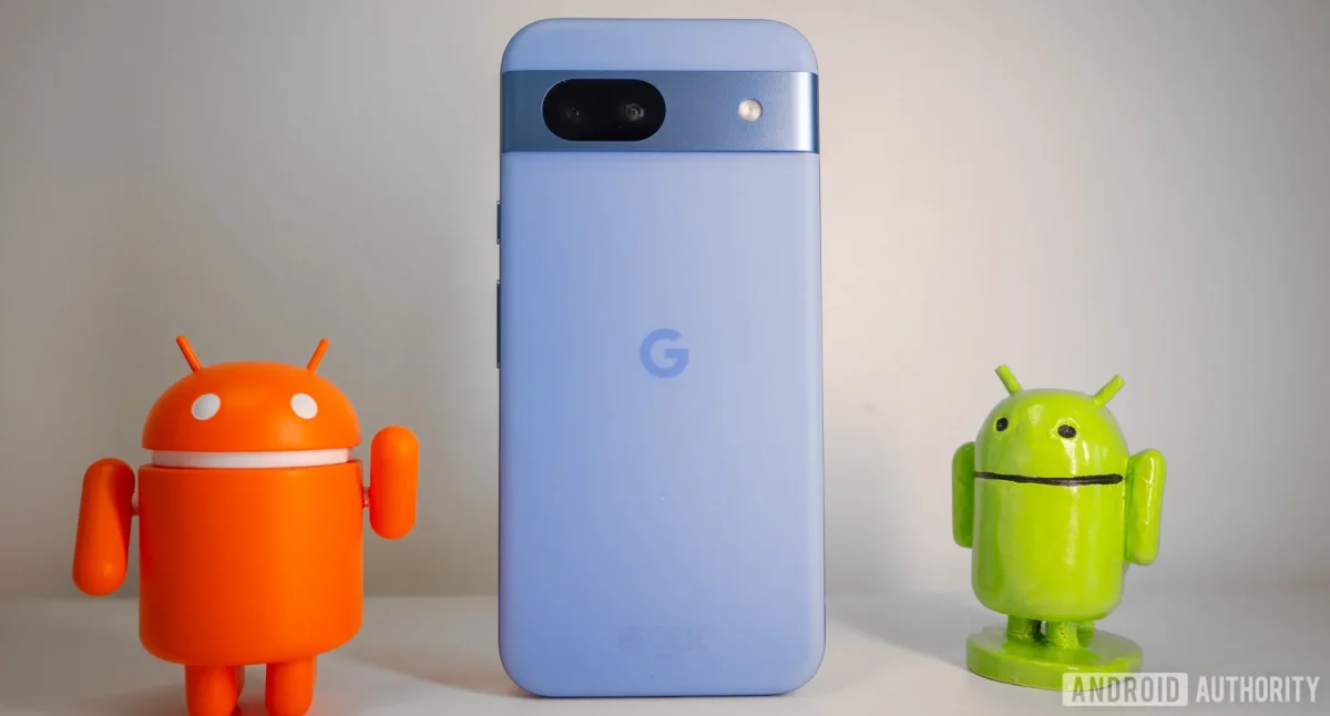 Pixel 8a standing android figures