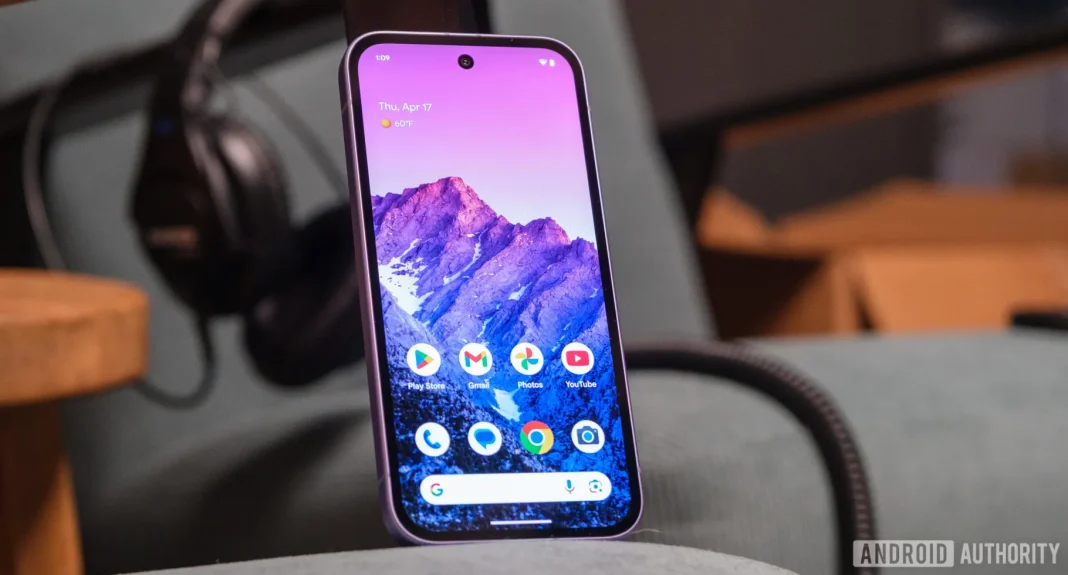 Google Pixel 9a home screen dengan tampilan Android terbaru