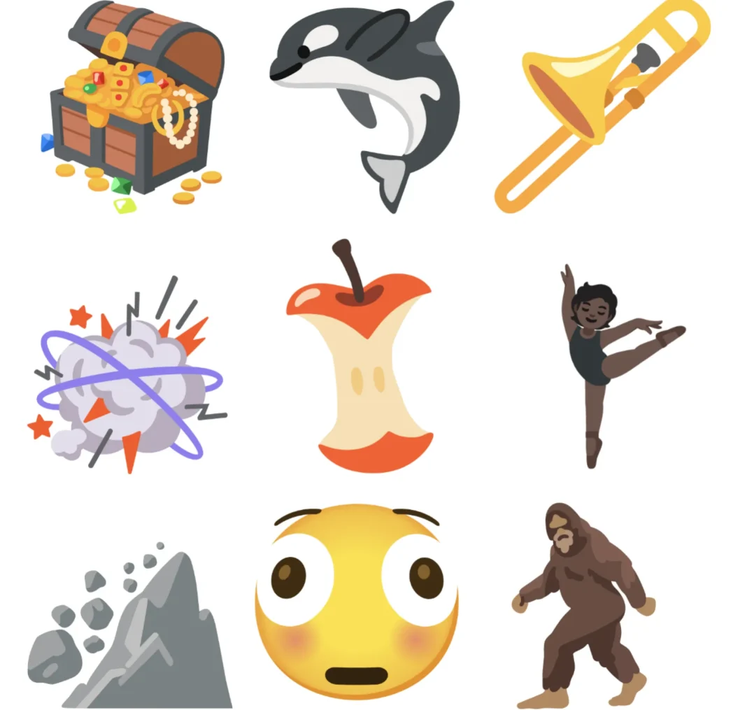 Koleksi emoji baru iOS 26 termasuk harta karun, orca, terompet, wajah terdistorsi, dan apel