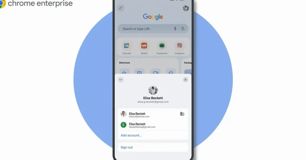 Google Chrome iOS account switching header