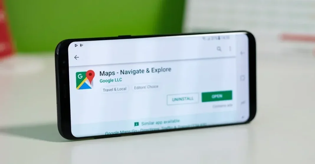 Tampilan Google Maps di smartphone Android tanpa kontrol musik