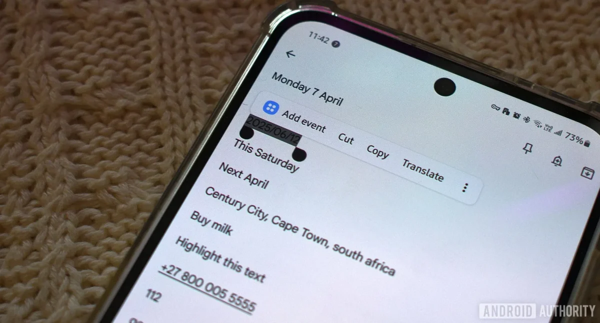 text selection shortcuts android 2