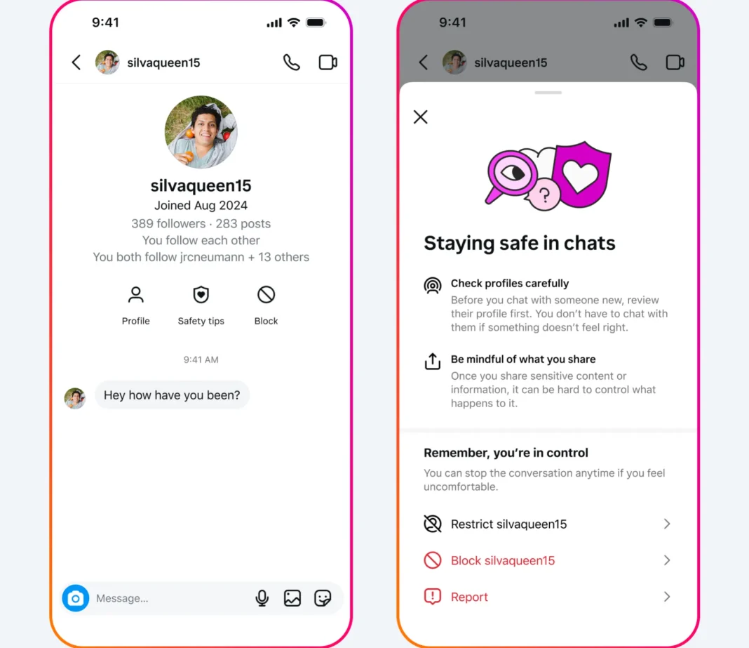 Tampilan fitur keamanan baru untuk akun remaja di Instagram