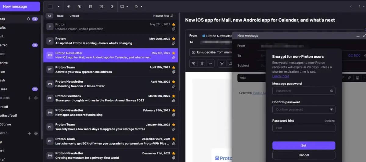 ProtonMail inbox