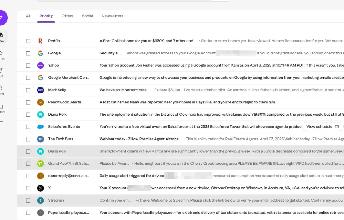 Yahoo Mail email inbox