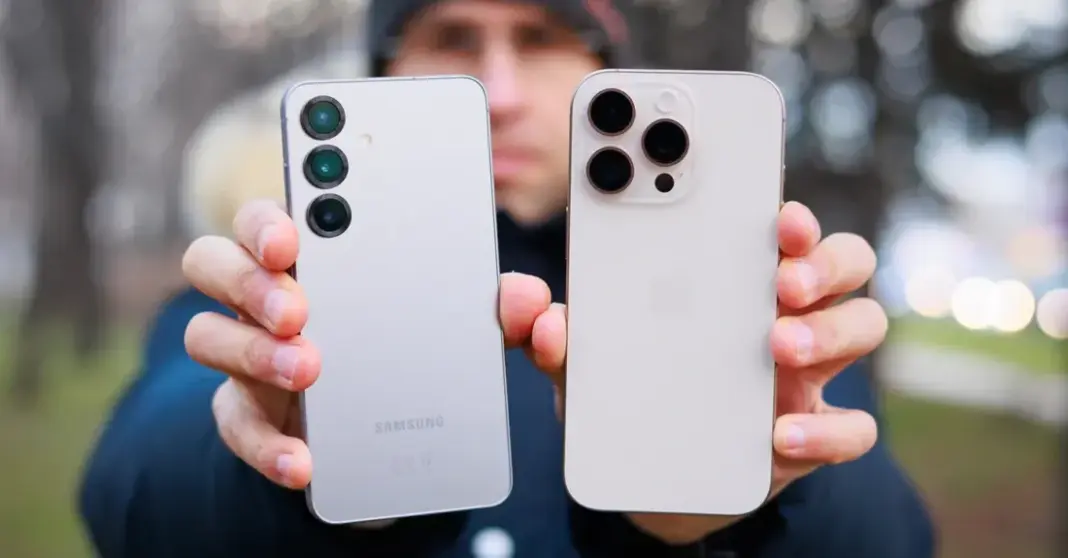 Grafik persaingan Apple dan Samsung di pasar smartphone Amerika Serikat