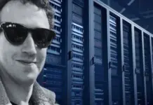 Person in sunglasses in front of a large data server room, highlighting tech and computing