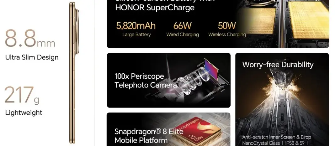 Honor Magic V5 dengan layar lipat dan desain premium