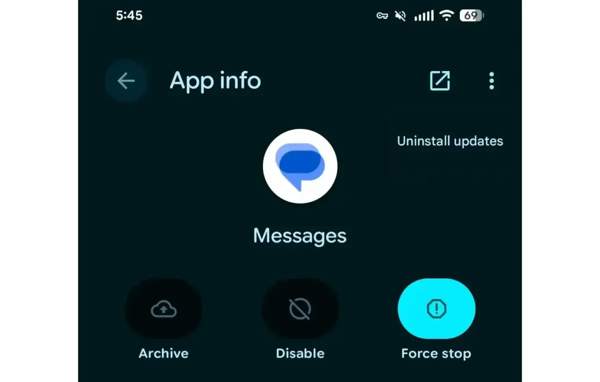 Google Messages crash
